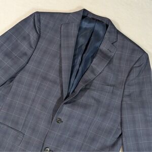 Michael Kors Blazer 44R Blue Windowpane 2-Button Sport Coat Jacket Quiet Luxury